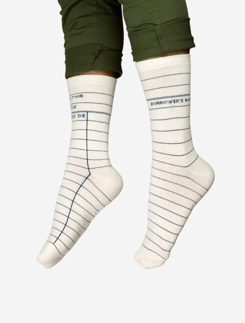 Library Card Socks: White