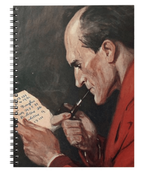 Sherlock Holmes Sketchbook cover features Sherlock Holmes's side profile as he smokes a cigar and reads a letter