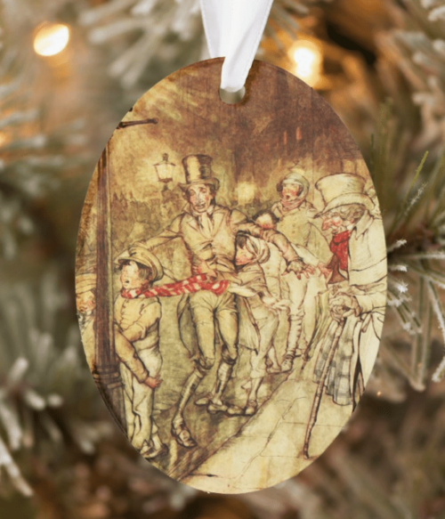 A Christmas Carol Ceramic Ornament: "Christmas Revels"
