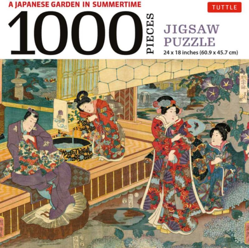 A Japanese Garden in Summertime - 1000 Piece Jigsaw Puzzle: A Scene from the Tale of Genji, Woodblock Print (Finished Size 24 in X 18 In)