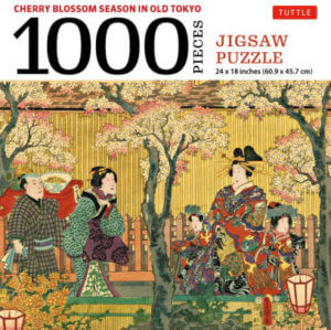 Cherry Blossom Season in Old Tokyo- 1000 Piece Jigsaw Puzzle: Woodblock Print by Utagawa Kunisada (Finished Size 24 in X 18 In)