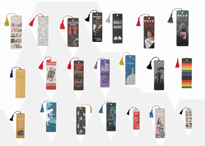 21 different bookmarks with tassels that are includes in the Super Bookmark Collection