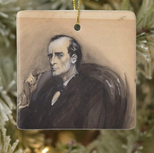 Black and white portrait of Sherlock Holmes