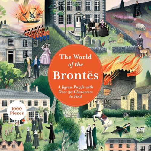 Board game cover features images that reference the Brontë sisters and symbols from The World of the Brontës