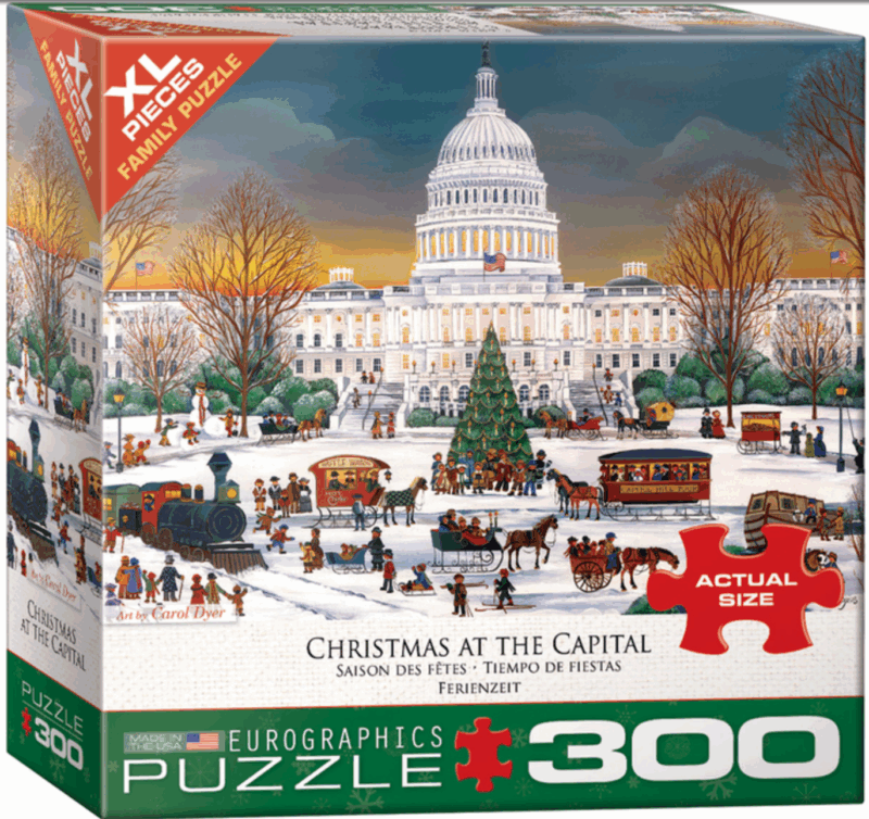 Puzzle depicts Christmas at the capitol in Washington D.C.