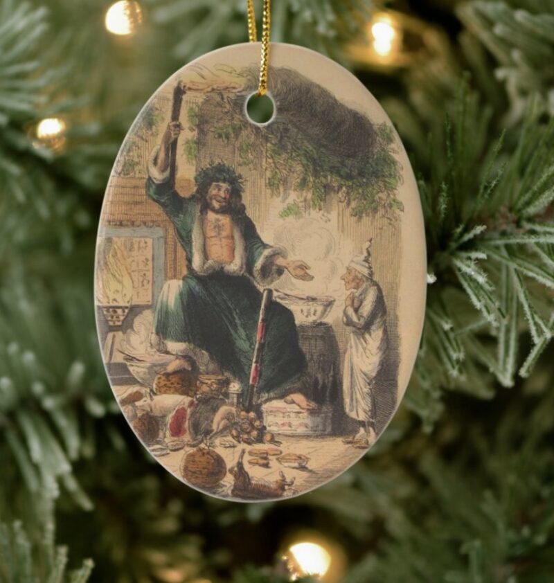 Ghost of Christmas Past Ornament hanging on a Christmas tree