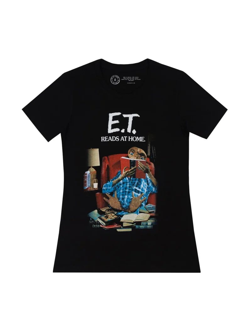 ET Reads at Home vintage poster design on black women's tshirt