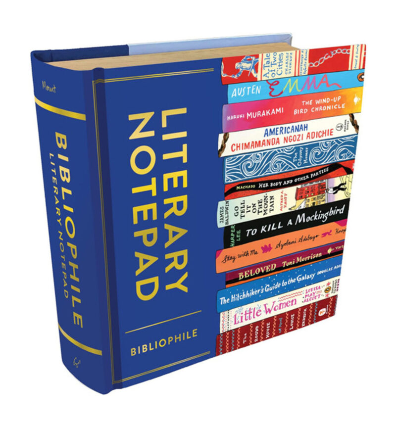 Cover of a notepad that looks like a stack of books.