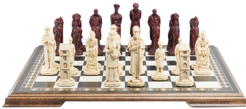 Studio Anne Carlton Chess Set - Sherlock Holmes (Ivory and Burgundy)