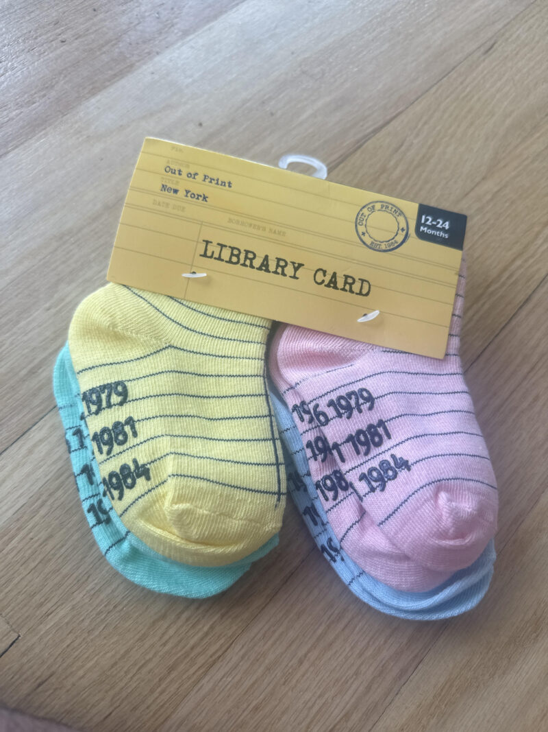 Library Card Socks 12-14 Months